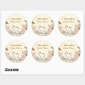 Romantisch Floral Swan Baby shower Ronde Sticker (Vel)
