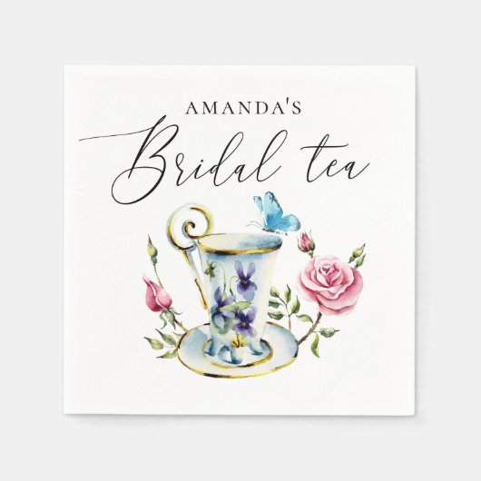 Romantisch Floral Vrijgezellenfeest | Elegant Tea  Servet (Voorkant)