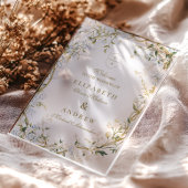 Romantisch Floral Wedding Design met Monogram Cres Acryl Uitnodigingen