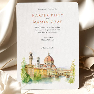 Romantisch Florence Italië Waterverf bruiloft Kaart