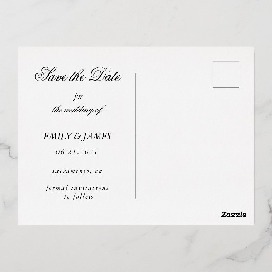 romantisch florerend manuscript sparen het datumbr folie uitnodiging briefkaart (Achterkant)