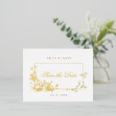 romantisch florerend manuscript sparen het datumbr folie uitnodiging briefkaart (Staand Voorkant)