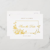 romantisch florerend manuscript sparen het datumbr folie uitnodiging briefkaart (Voorkant / Achterkant)