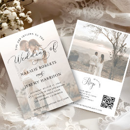 Romantisch fotoscript QR Trouwen All-In-One Kaart