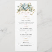 Romantisch Frans Blauw Bloemend Huwelijksmenu Menu (Voorkant)