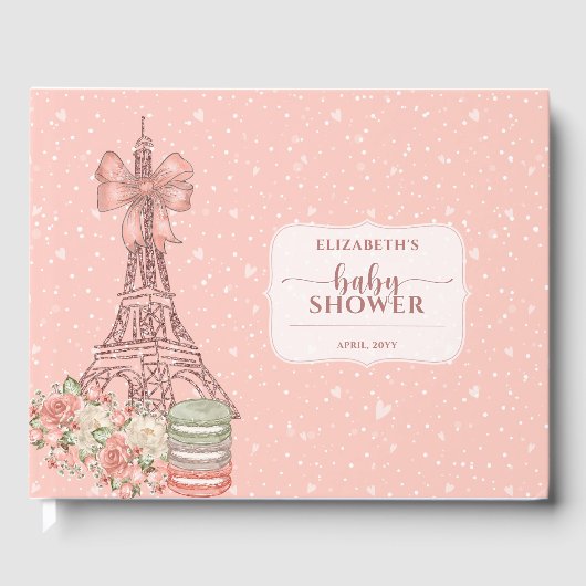 Romantisch Frans Blush Roze Baby shower Gastboek Gastenboek (Voorkant)