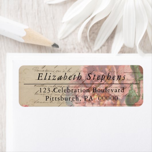  romantisch Frans Ephemera Floral Etiket (Insitu)