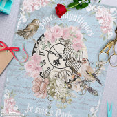 Romantisch Frans grunge blauw bloemen Ephemera Chi Tissuepapier