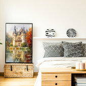 Romantisch Frans kasteel Waterverf Poster