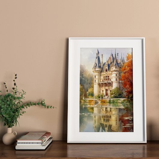 Romantisch Frans kasteel Waterverf Poster