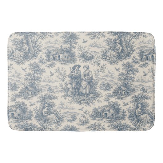 Romantisch Frans landschap toile in stoffig blauw Badmat (Voorkant)