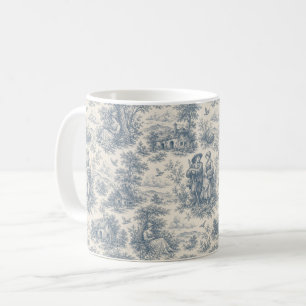 Romantisch Frans landschap toile in stoffig blauw Koffiemok