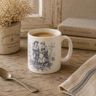 Romantisch Frans landschap toile in stoffig blauw Koffiemok