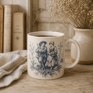 Romantisch Frans landschap Toile in stoffig blauw Koffiemok