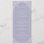 Romantisch Frans Lila Elegant Trouwmenu Menu (Voorkant)