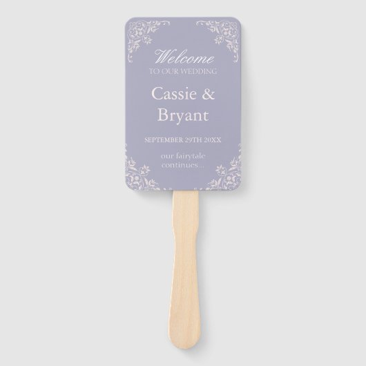 Romantisch Frans Lila  Fan Wedding Programma Handwaaier (Voorkant)