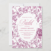 Romantisch Fuchsia Roze Rozen Patroon Bruiloftsfee Kaart (Voorkant)