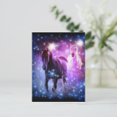 Romantisch Galaxy blauw paarse sterren Galloping H Briefkaart (Staand voorkant)