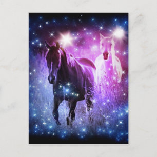 Romantisch Galaxy blauw paarse sterren Galloping H Briefkaart