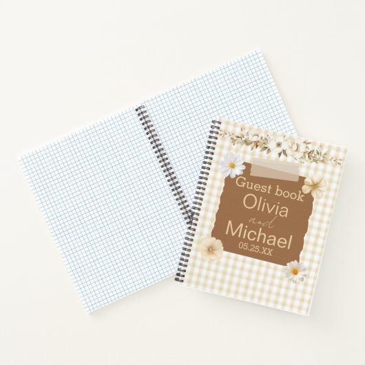 Romantisch gastenboek met delicate stempel en Roos Notitieboek (Binnen)