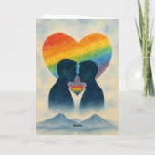 Romantisch gay koppel jubileum regenboog hart lief kaart (Achterkant)