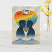 Romantisch Gay Paar Jubileum Regenboog Hart Liefde Kaart (Gele Bloem)