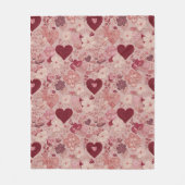 Romantisch Geborduurde Harten & Bloemmotief Fleece Deken (Voorkant)