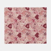 Romantisch Geborduurde Harten & Bloemmotief Fleece Deken (Voorkant (Horizontaal))