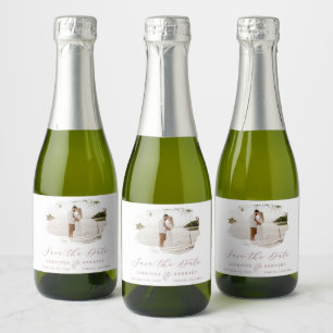 Romantisch Geborsteld Frame Stof Roze Bewaar de Da Sparkling Wijnetiket