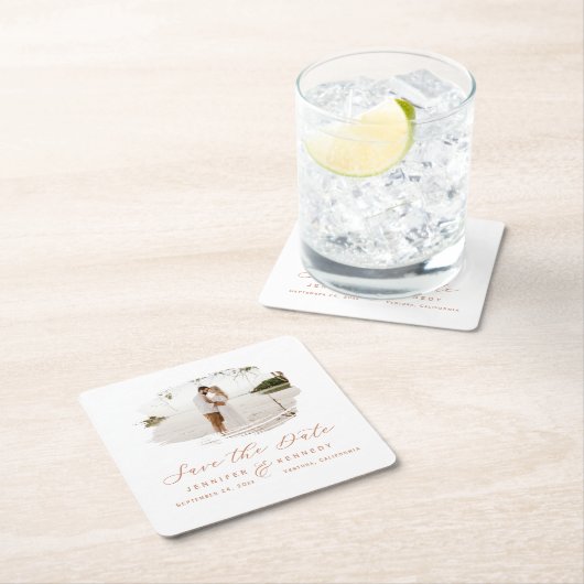 Romantisch geborsteld frame terracotta save the da kartonnen onderzetters (Insitu)