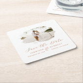 Romantisch geborsteld frame terracotta save the da kartonnen onderzetters (Schuin)