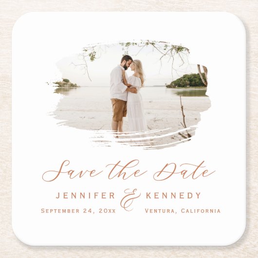 Romantisch geborsteld frame terracotta save the da kartonnen onderzetters (Voorkant)