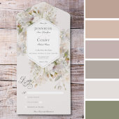 Romantisch Gedempt Wit & Roze Bloemen Geen Diner All In One Uitnodiging