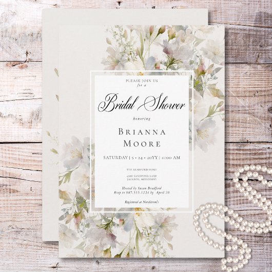 Romantisch Gedempt Wit & Roze Bloemen Vrijgezellen Kaart