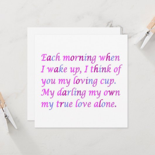 Romantisch gedicht voor je ware liefde gemengde kl kaart (Voorkant / Achterkant in situ)