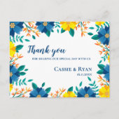 Romantisch Geel Blauw Bloemen Huwelijk Dank u Briefkaart (Voorkant)