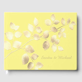 Romantisch geel gouden bladeren bruiloft gastenboe gastenboek