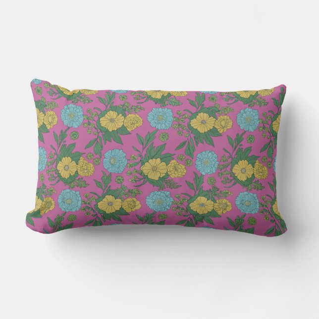 Romantisch geel & mint bloemendesign" kussen (Voorkant)