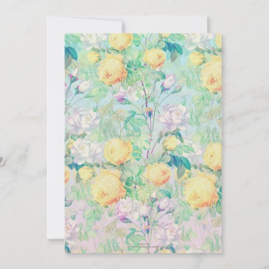 Romantisch Geel Witte rozen bloemontwerp Kaart (Achterkant)
