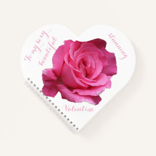 Romantisch gelukkig Valentijn roze roos liefdesdag Notitieboek