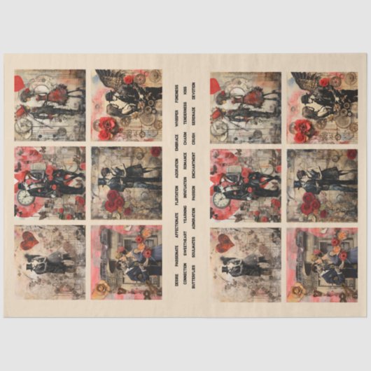 Romantisch Gemengde Media Achtergrond Koppel Valen Tissuepapier (Voorkant)