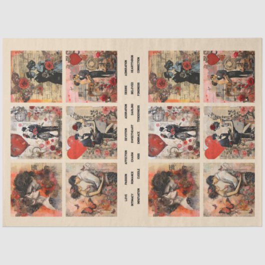 Romantisch Gemengde Media Achtergrond Koppel Valen Tissuepapier (Voorkant)