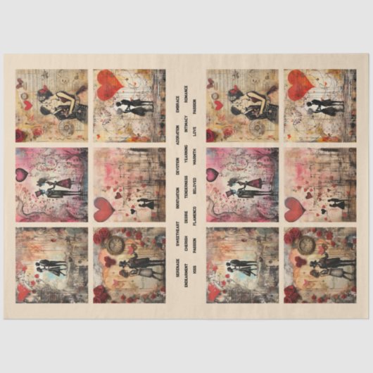 Romantisch Gemengde Media Achtergrond Koppel Valen Tissuepapier (Voorkant)