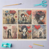 Romantisch Gemengde Media Achtergrond Koppel Valen Tissuepapier (Craft)