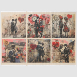 Romantisch Gemengde Media Achtergrond Paar Valenti Tissuepapier