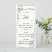 Romantisch Gentle Groen Bladeren Bruiloft Diner Me Menu (Staand voorkant)