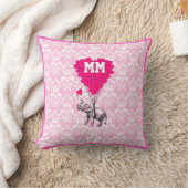 Romantisch gepersonaliseerd roze hart damast kussen (Deken)