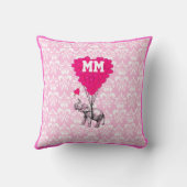 Romantisch gepersonaliseerd roze hart damast kussen (Achterkant)