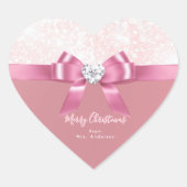 Romantisch Gepersonaliseerde Hart Sneeuwvlok Xmas Hart Sticker (Voorkant)