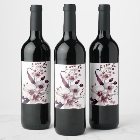 Romantisch gepersonaliseerde orchidee wijn etiket (Flessen)